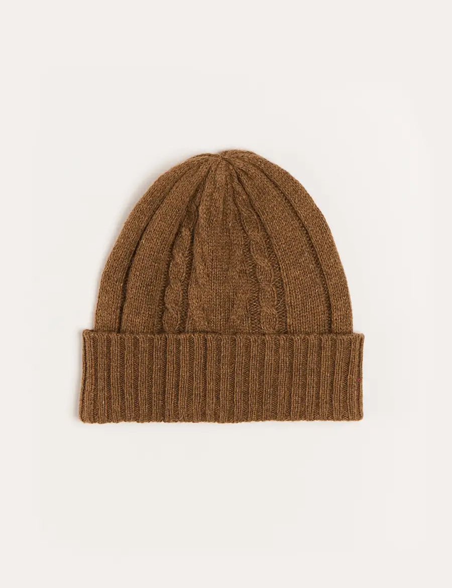 Cable Detail Knitted Hat in Brown (S-L) Accessories  from Pepa London