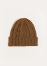 Cable Detail Knitted Hat in Brown (S-L) Accessories  from Pepa London