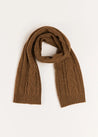 Cable Detail Knitted Scarf in Brown Accessories  from Pepa London