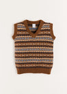 All Over Fair Isle Vest in Camel (4-10yrs) Coats  from Pepa London