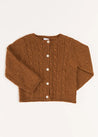 Cable Cardigan in Brown (6mths-3yrs) Knitwear  from Pepa London