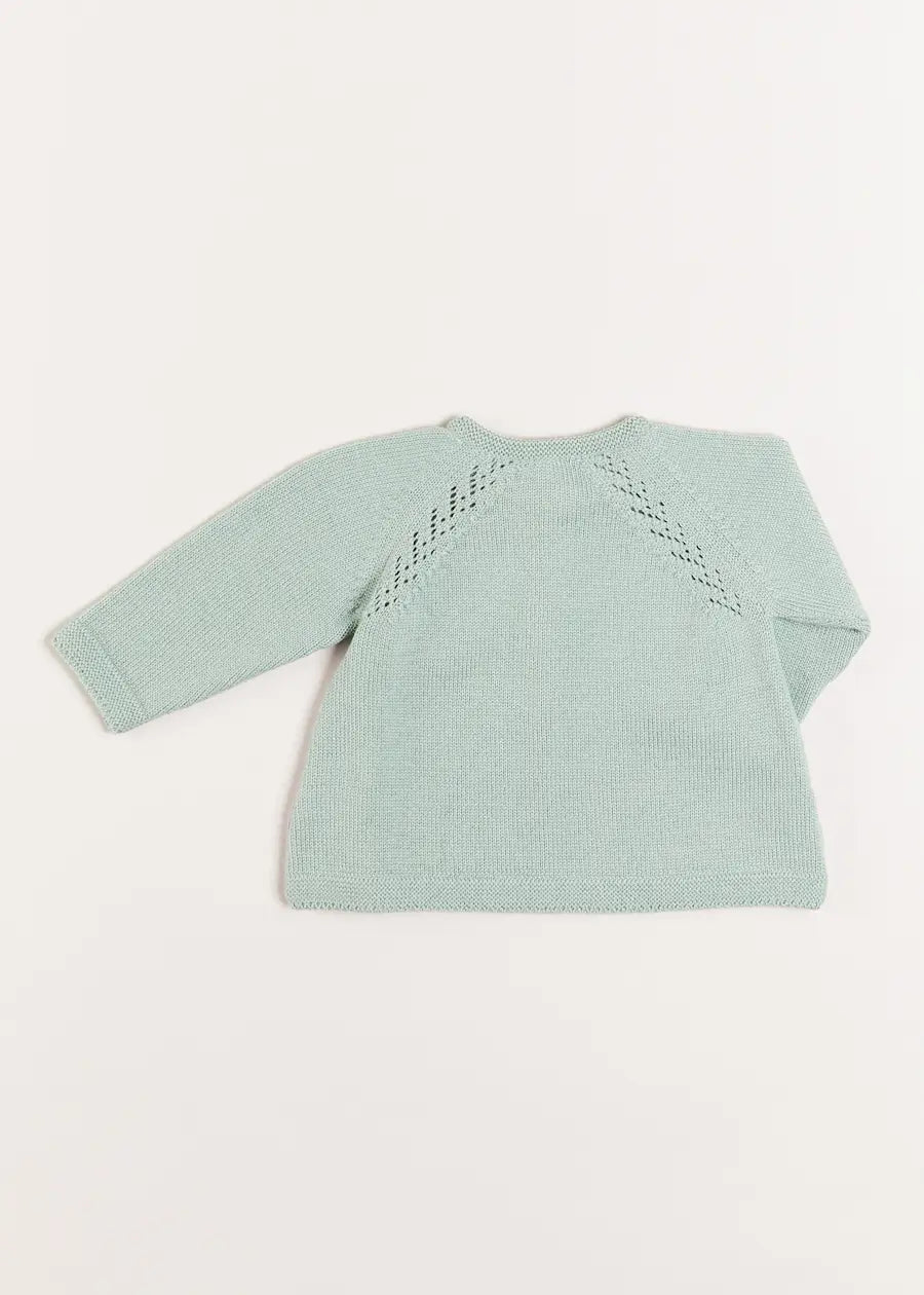 Two Button Baby Cardigan in Green (1-9mths) Knitwear  from Pepa London