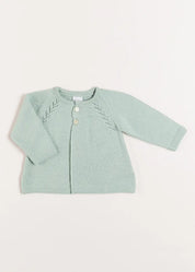 Two Button Baby Cardigan in Green (1-9mths) Knitwear  from Pepa London