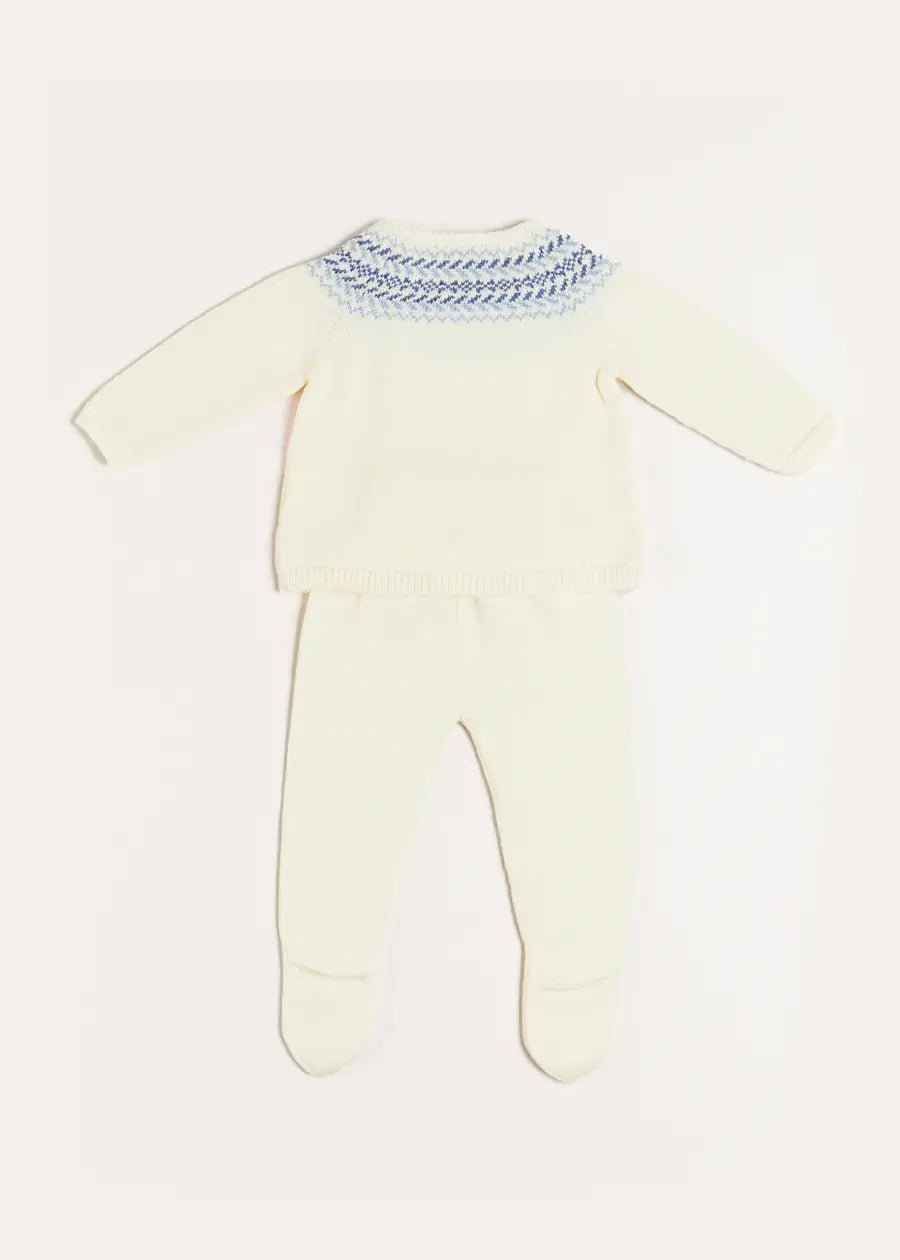 Fair Isle Knitted Set in Cream (1-9mths) Knitted Sets  from Pepa London