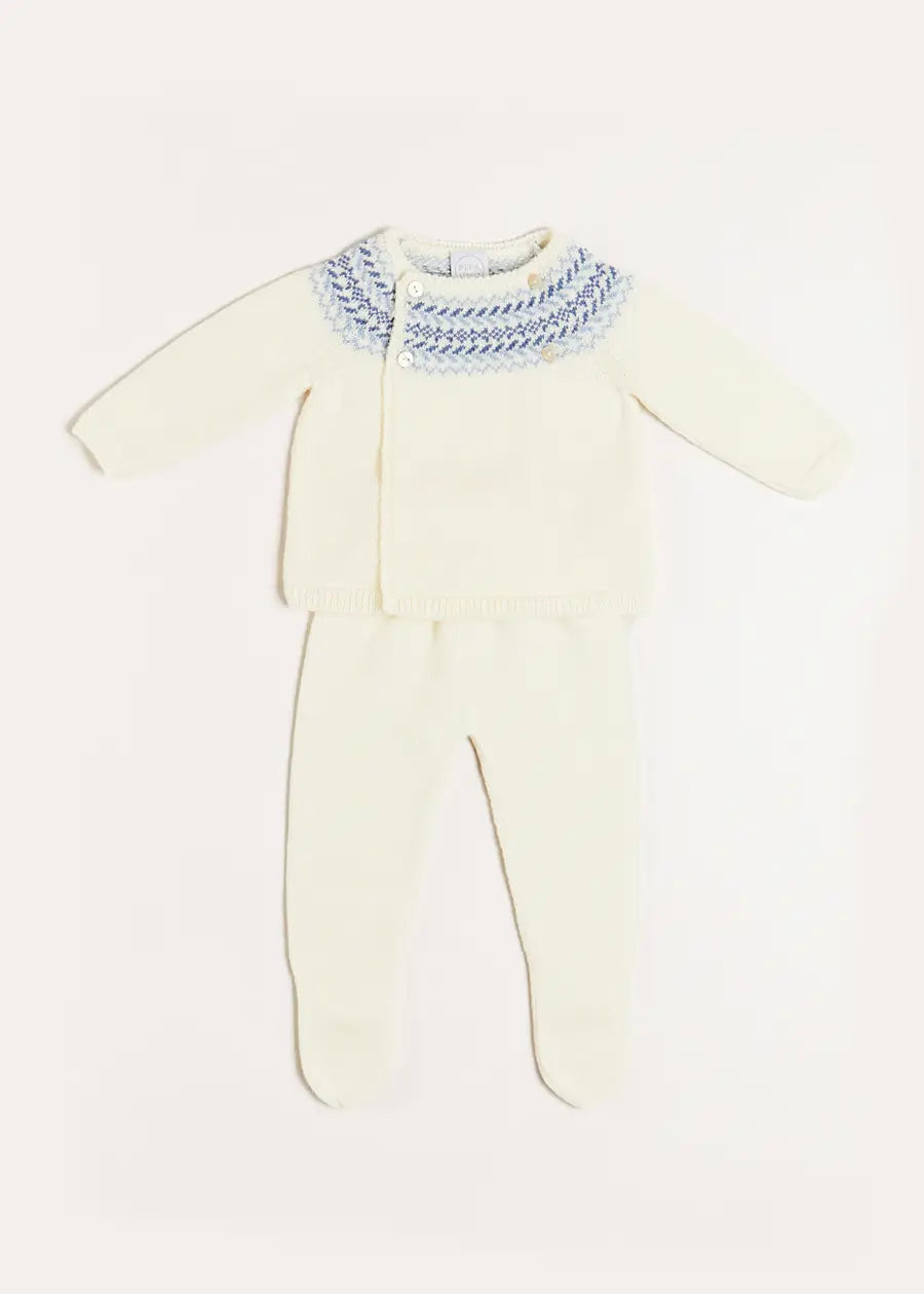 Fair Isle Knitted Set in Cream (1-9mths) Knitted Sets  from Pepa London
