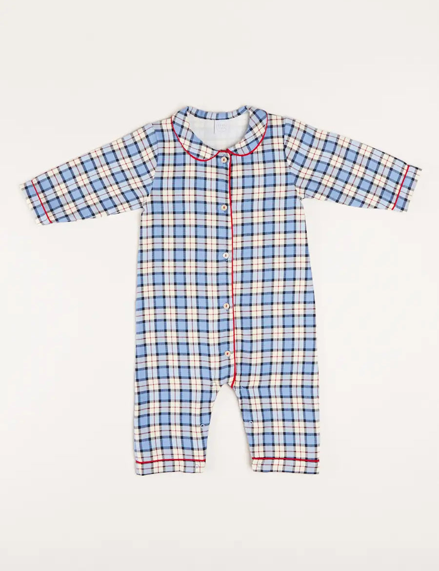 Gloucester Check Peter Pan Collar Nightwear in Blue (6mths-3yrs) Nightwear  from Pepa London