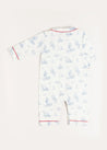 Toile Ruffle Collar Nightwear in Blue (6mths-3yrs) Nightwear  from Pepa London