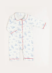 Toile Ruffle Collar Nightwear in Blue (6mths-3yrs) Nightwear  from Pepa London
