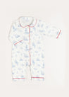 Toile Ruffle Collar Nightwear in Blue (6mths-3yrs) Nightwear  from Pepa London