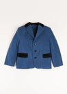 Wool Velvet Collar Blazer in Blue (4-10yrs) Coats  from Pepa London