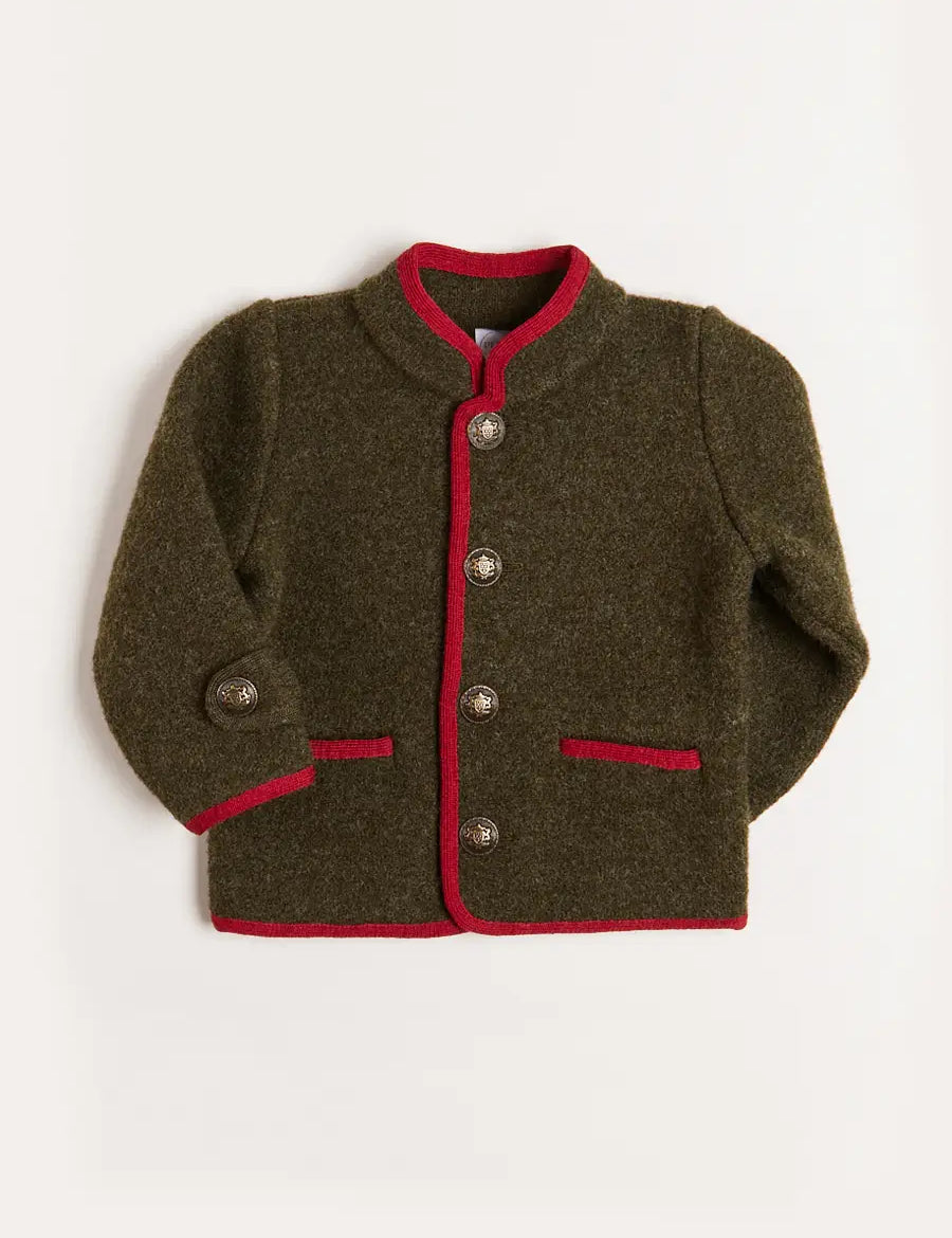 Austrian Single Breasted Contrast Trim Jacket in Green (18mths-10yrs) Coats  from Pepa London