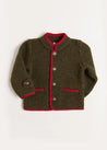 Austrian Single Breasted Contrast Trim Jacket in Green (18mths-10yrs) Coats  from Pepa London