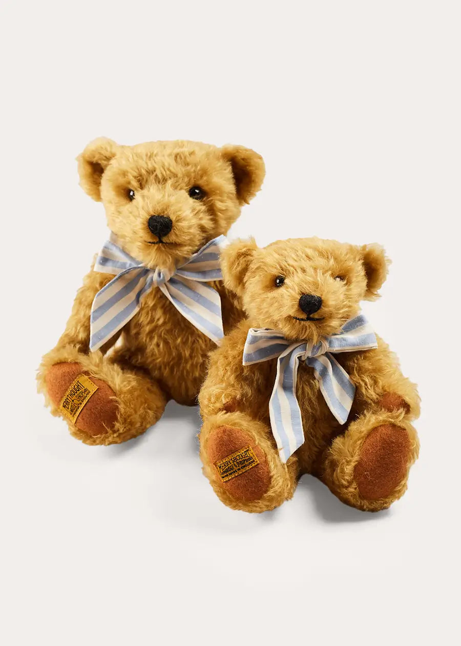 Limited Edition Merrythought & Pepa Teddy Bear With Regency Striped Bow in Blue (S-L) TOYS from Pepa London