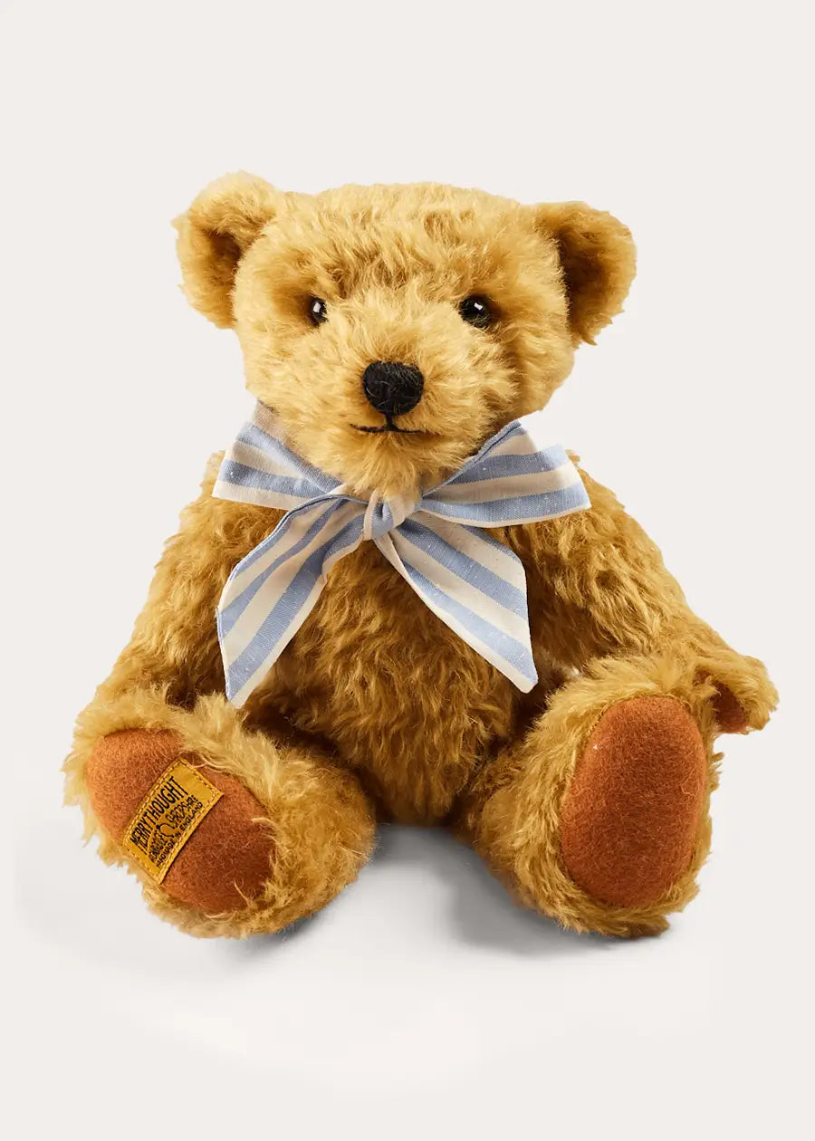 Limited Edition Merrythought & Pepa Teddy Bear With Regency Striped Bow in Blue (S-L) TOYS from Pepa London