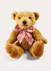 Limited Edition Merrythought & Pepa Teddy Bear With Emilia Floral Bow in Pink (S-L) TOYS from Pepa London