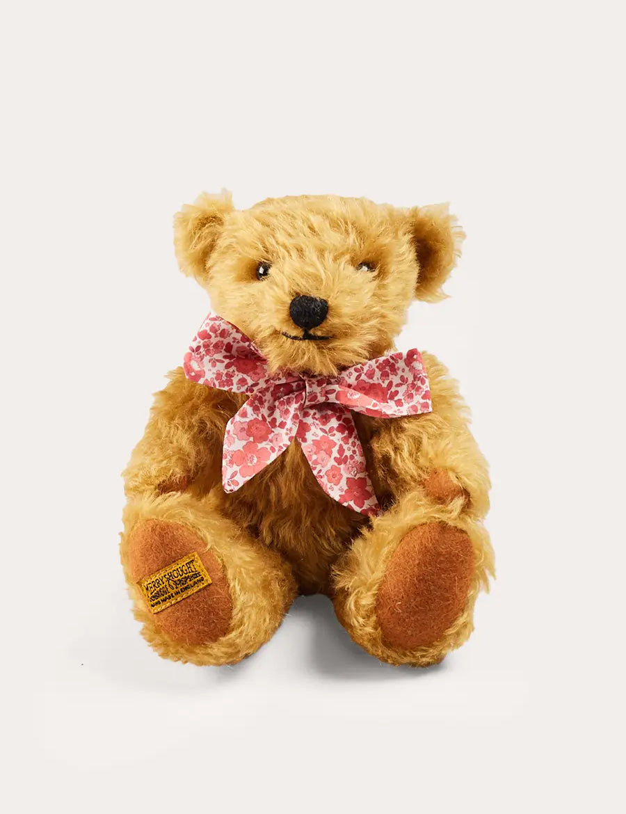 Limited Edition Merrythought & Pepa Teddy Bear With Emilia Floral Bow in Pink (S-L) TOYS from Pepa London