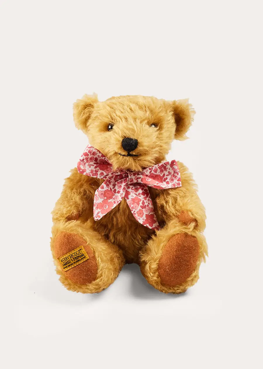 Limited Edition Merrythought & Pepa Teddy Bear With Emilia Floral Bow in Pink (S-L) TOYS from Pepa London