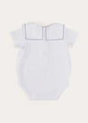 Boat Embroidery Statement Collar Short Sleeve Bodysuit in White (3mths-2yrs) TOPS & BODYSUITS from Pepa London