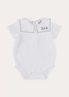 Boat Embroidery Statement Collar Short Sleeve Bodysuit in White (3mths-2yrs) TOPS & BODYSUITS from Pepa London