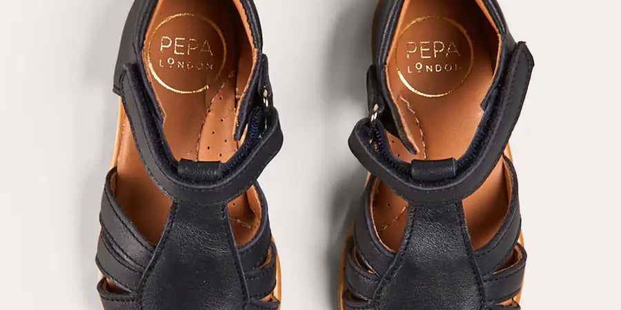 Leather Fishermans Sandals in Navy (21-27EU) SHOES from Pepa London