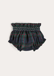 Kinnerton Tartan Hand Smocked Bloomers in Green (3mths-2yrs) Bloomers from Pepa London
