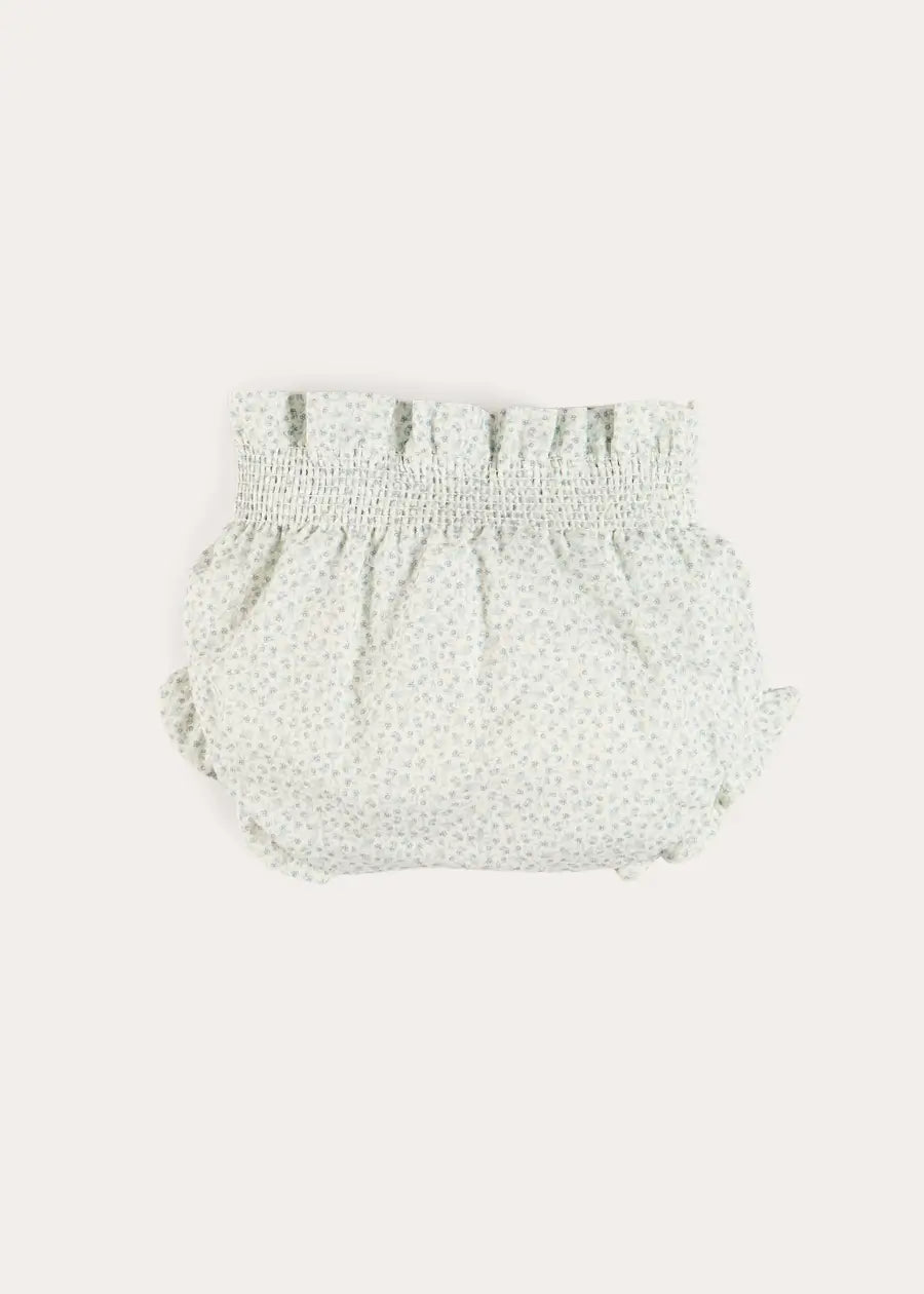 Betsy Floral Hand Smocked Bloomers in Blue (1mth-2yrs) Bloomers from Pepa London
