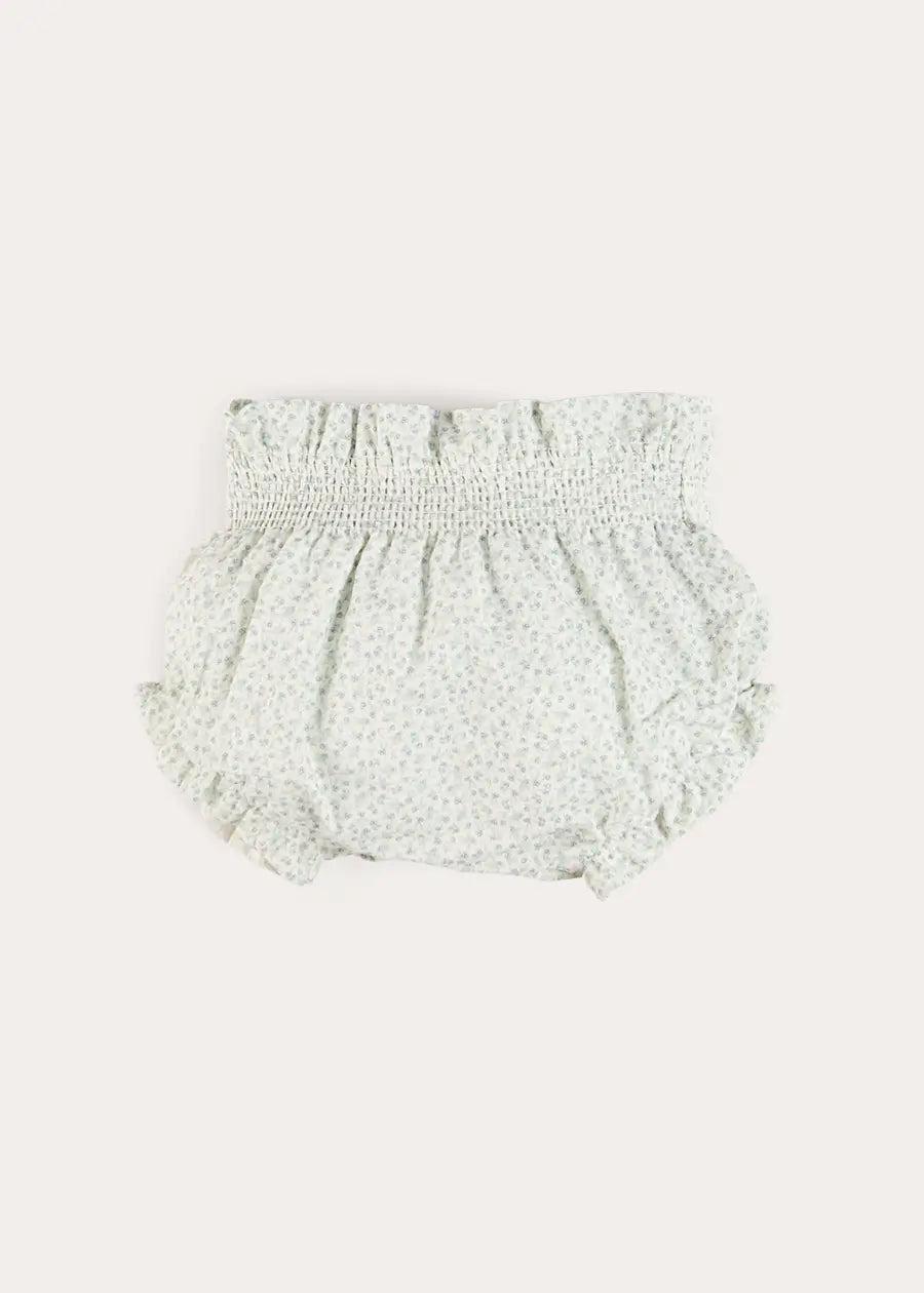 Betsy Floral Hand Smocked Bloomers in Blue (1mth-2yrs) Bloomers from Pepa London