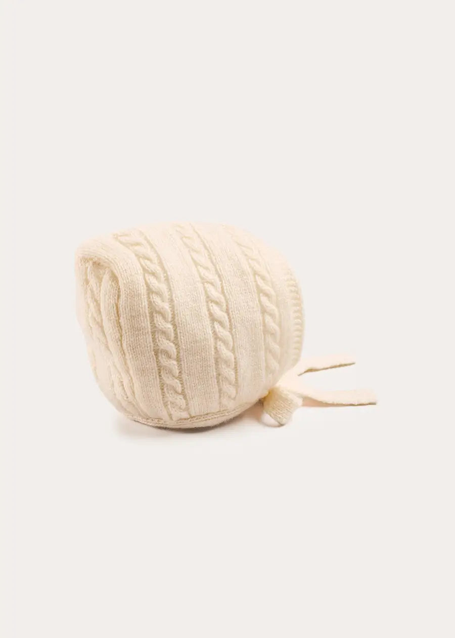 Cashmere Cable Knit Bonnet in Cream (XS-L) Bonnets from Pepa London
