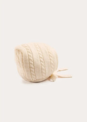 Cashmere Cable Knit Bonnet in Cream (XS-L) Bonnets from Pepa London