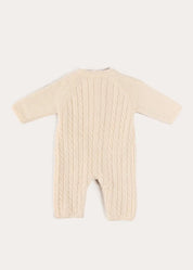 Cashmere Cable Knit Pocket Detail All In One in Cream (1mth-12mths) ALL-IN-ONE from Pepa London