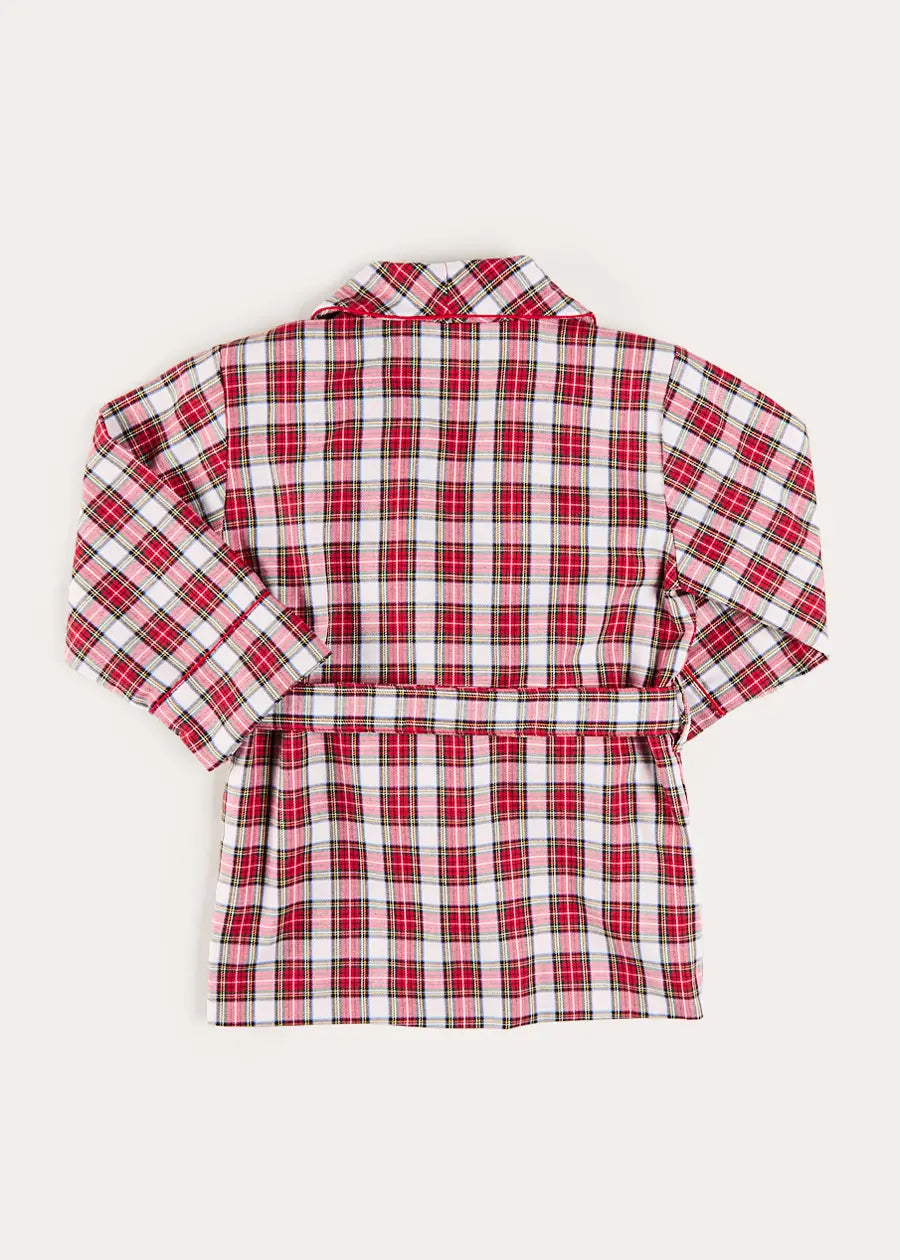 Francis Tartan Long Sleeve Dressing Gown in Red (2-10yrs) Nightwear from Pepa London