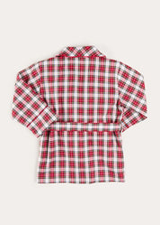 Francis Tartan Long Sleeve Dressing Gown in Red (2-10yrs) Nightwear from Pepa London
