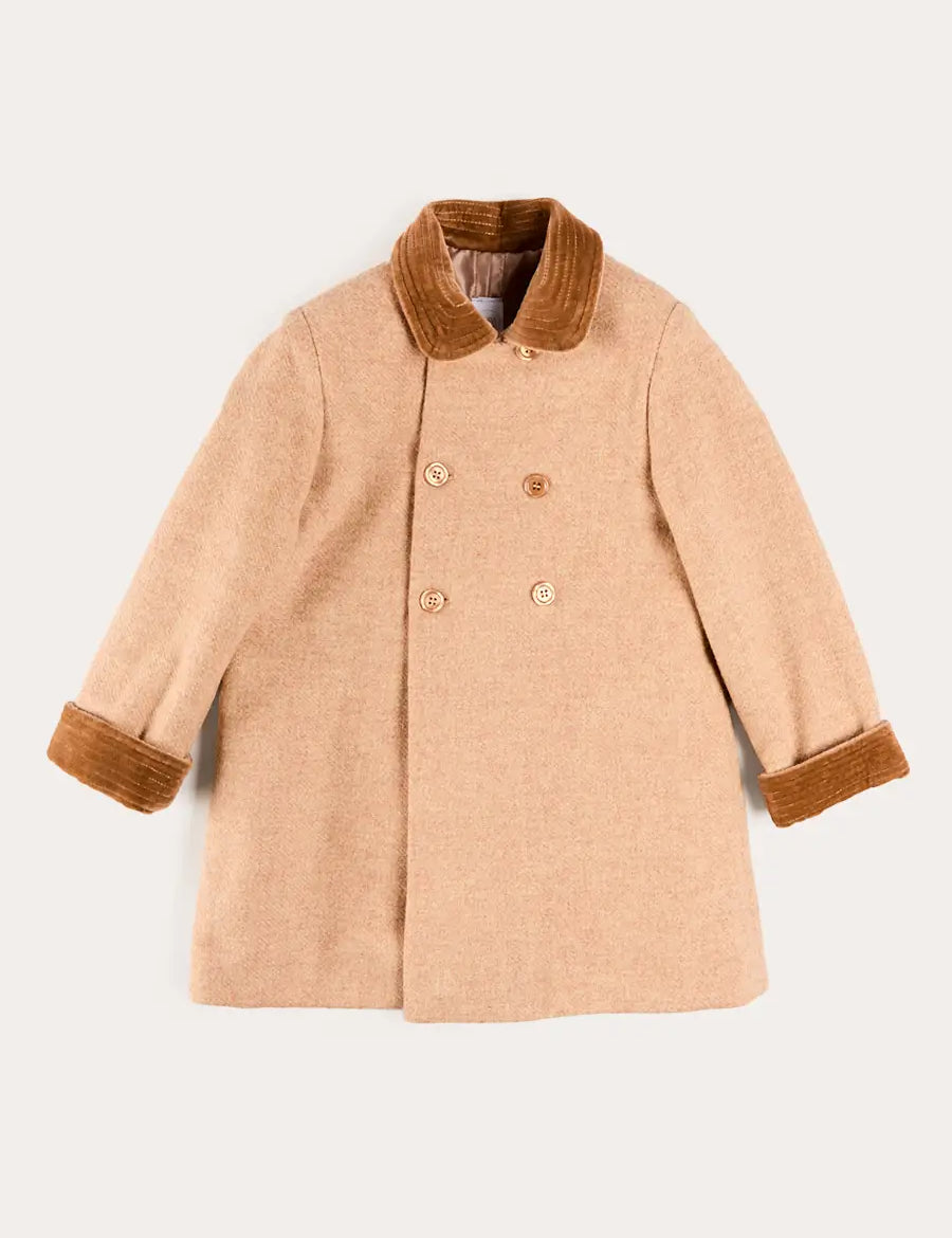Traditional Double Breasted Coat in Camel (12mths-10yrs) Coats from Pepa London