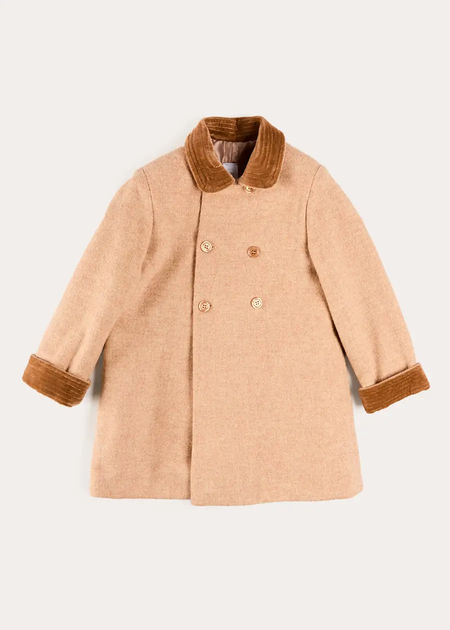 Traditional Double Breasted Coat in Camel (12mths-10yrs) Coats from Pepa London