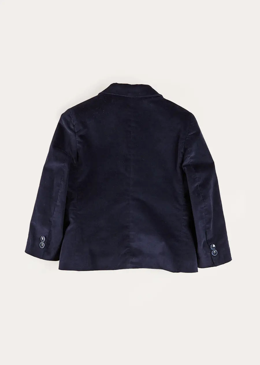 Velvet Three Button Blazer Jacket in Navy (4-10yrs) Coats from Pepa London
