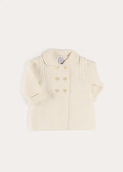 Double Breasted Knitted Buttoned Coat in White (6mths-2yrs) Coats from Pepa London