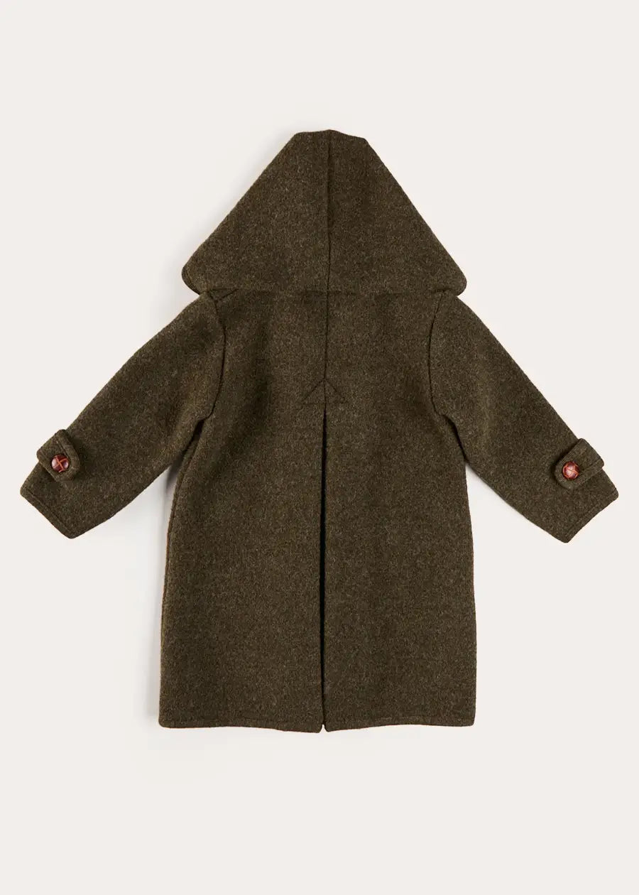 Double Faced Wool Toggle Fastening Duffle Coat in Green (4-10yrs) Coats from Pepa London