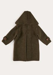 Double Faced Wool Toggle Fastening Duffle Coat in Green (4-10yrs) Coats from Pepa London