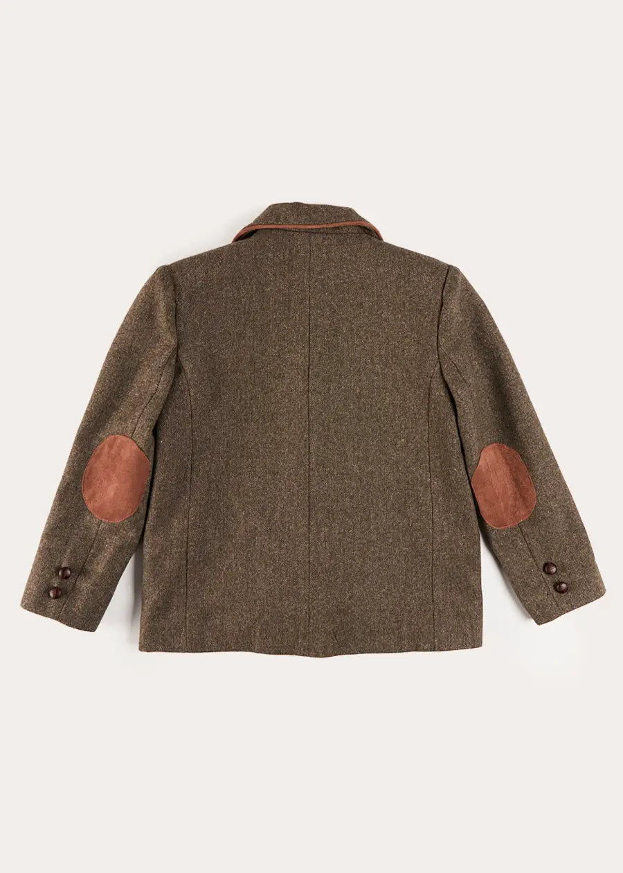 Tweed Blazer with Suede Elbow Patches in Green (4-10yrs) Coats from Pepa London