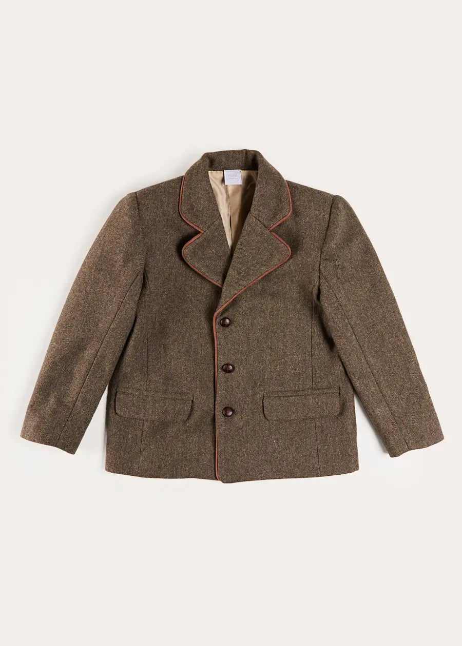 Tweed Blazer with Suede Elbow Patches in Green (4-10yrs) Coats from Pepa London