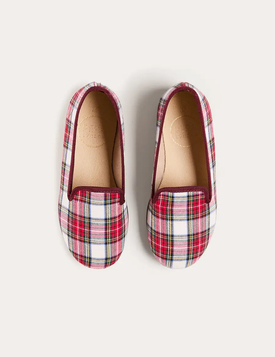 Francis Tartan Slippers in Red (24-35EU) Shoes from Pepa London
