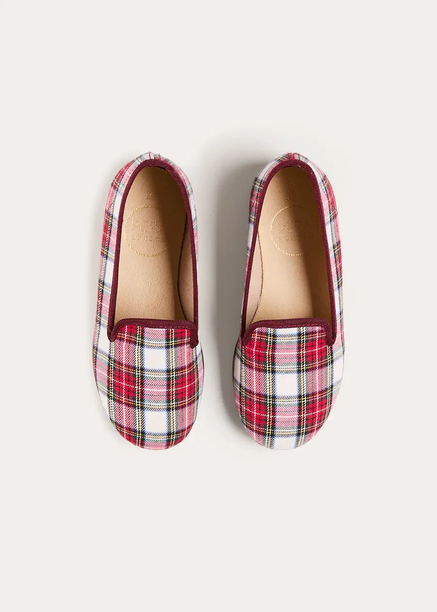 Francis Tartan Slippers in Red (24-35EU) Shoes from Pepa London