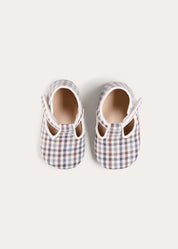 Cadogan Houndstooth T-Bar Pram Shoes in Brown (17-2EU) Shoes from Pepa London