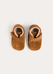 Suede Fleece Lined Booties in Camel (17-20EU) Shoes from Pepa London