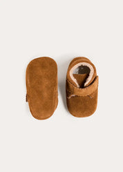 Suede Fleece Lined Booties in Camel (17-20EU) Shoes from Pepa London
