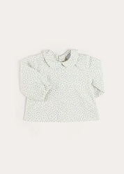 Betsy Floral Long Sleeve Shirt in Blue (1mth-12mths) Shirts from Pepa London
