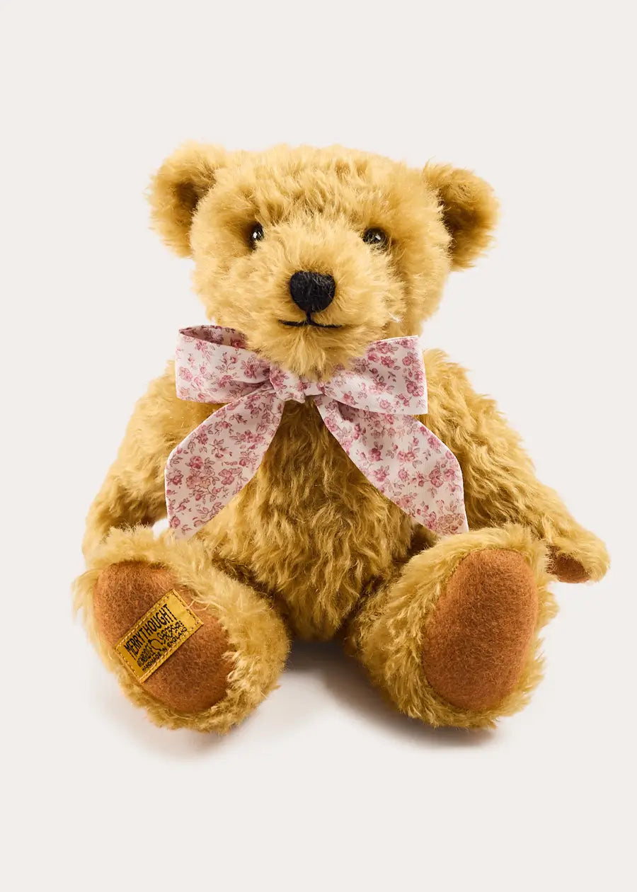 Limited Edition Merrythought & Pepa Teddy Bear in Jane Floral Bow in Pink (S-M) Toys from Pepa London