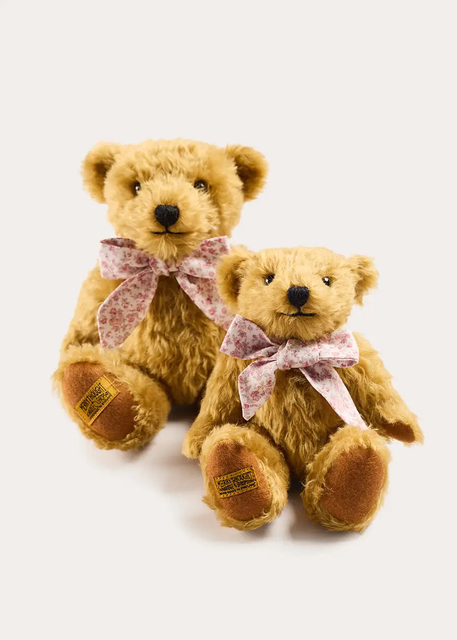 Limited Edition Merrythought & Pepa Teddy Bear in Jane Floral Bow in Pink (S-M) Toys from Pepa London