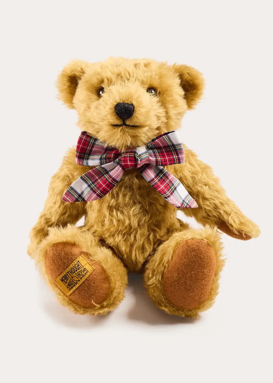 Limited Edition Merrythought & Pepa Teddy Bear with Grosvenor Tartan Bow in Red (S-M) Toys from Pepa London