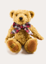 Limited Edition Merrythought & Pepa Teddy Bear with Grosvenor Tartan Bow in Red (S-M) Toys from Pepa London